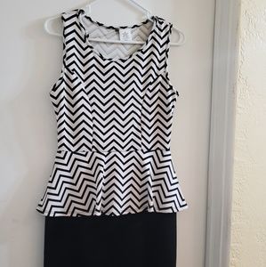 Peplum Sleeveless Chevron Dress